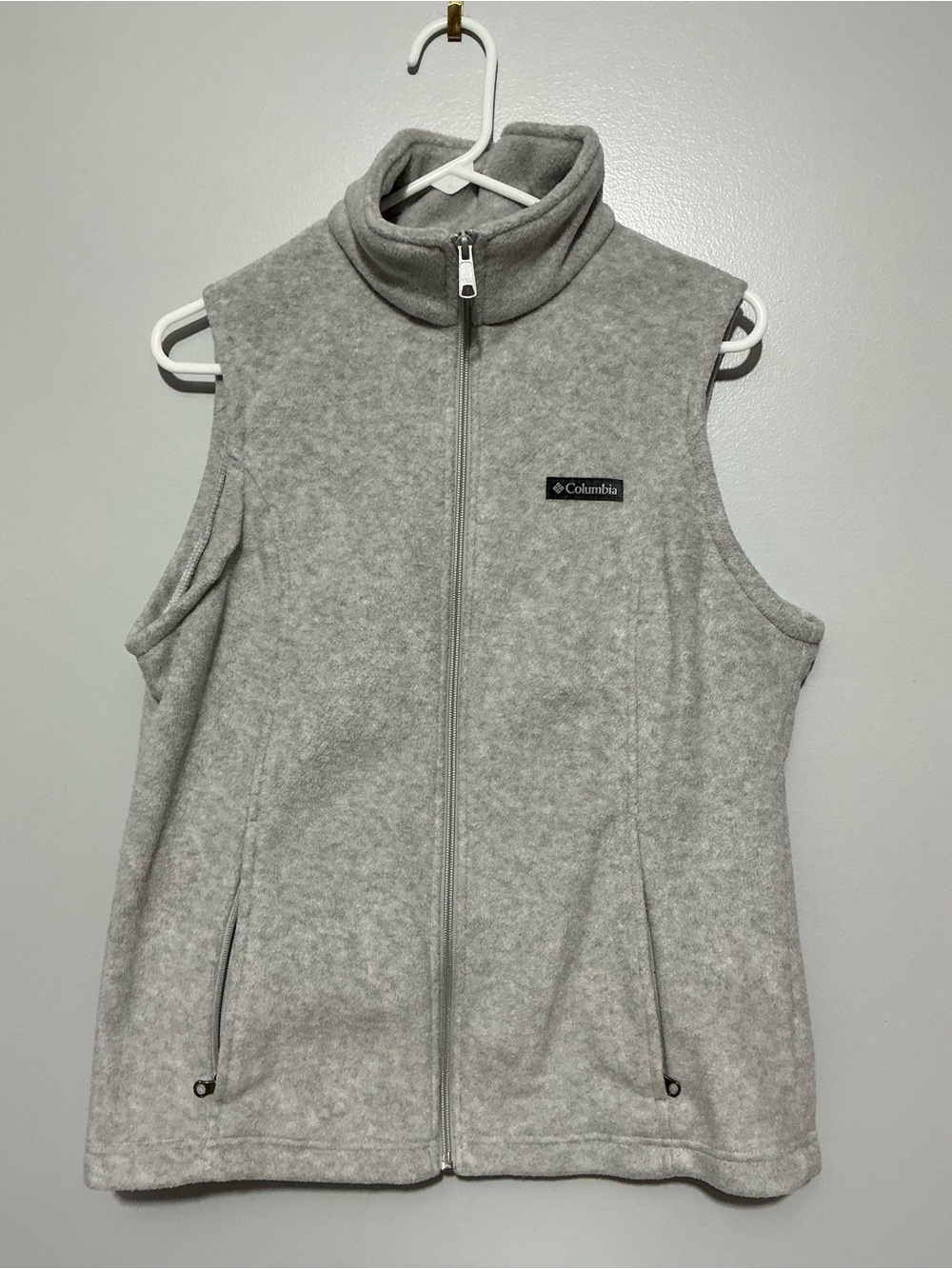 Columbia Women's Light Gray Fleece Vest - Full Zip size L